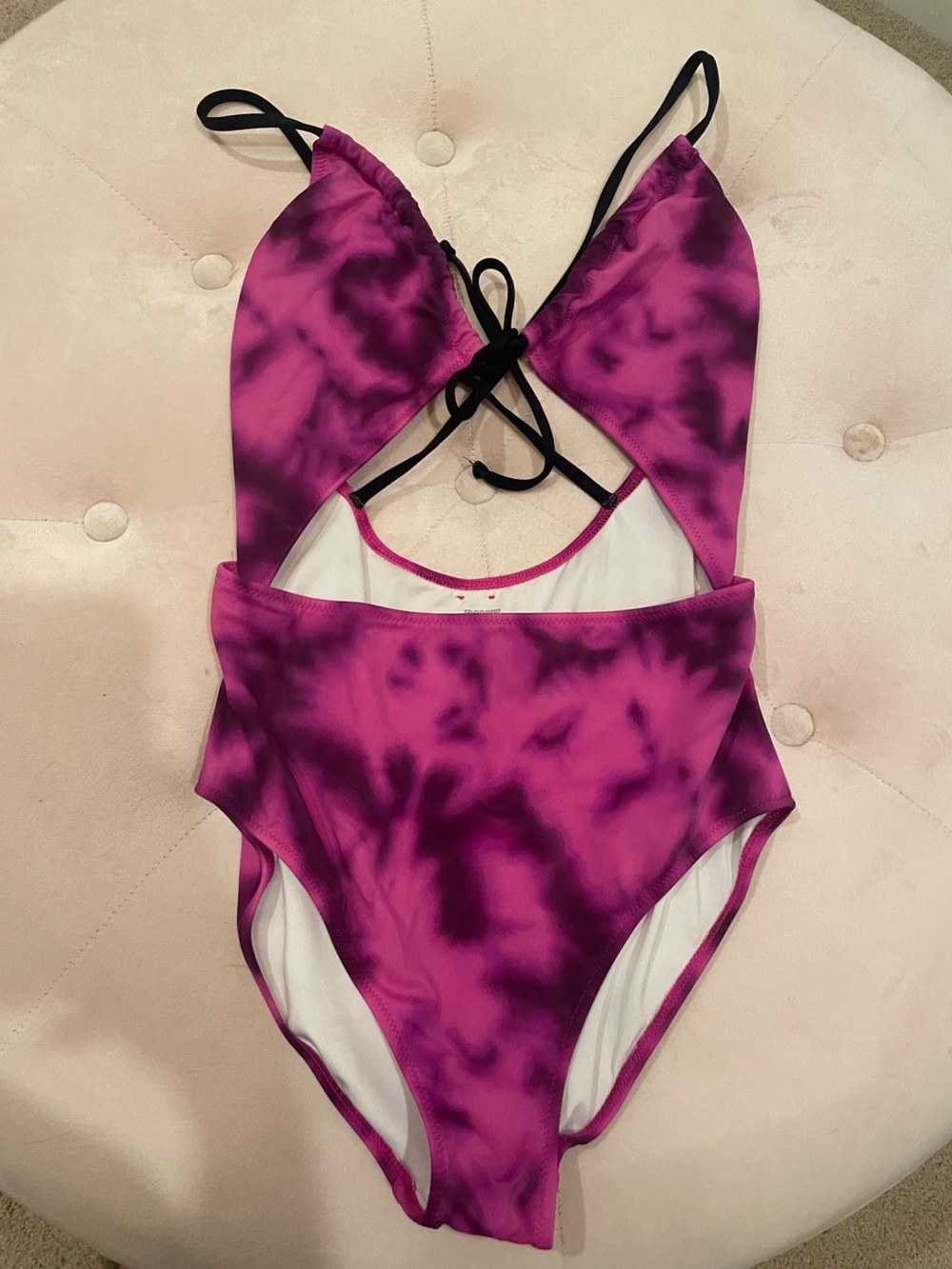 PINK Victoria's Secret Bright Magenta Cutout Tie-Back One-Piece Swimsuit